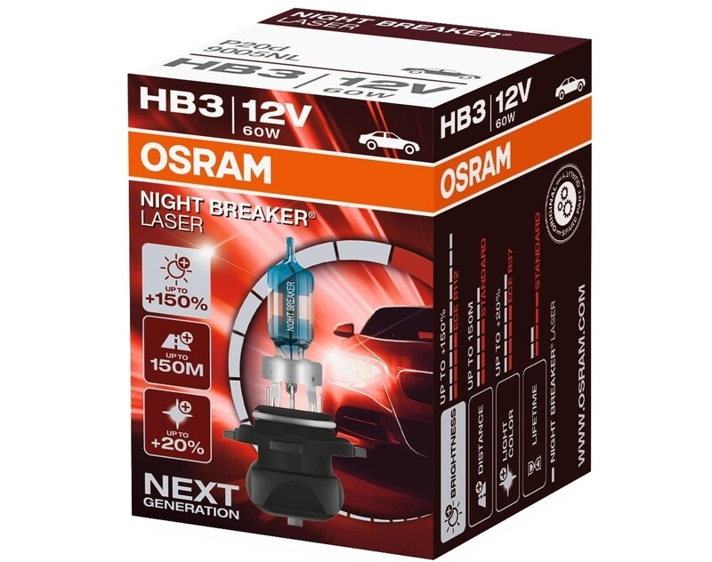 OSRAM Autolampe HB3 Night Breaker Laser, 9005NL