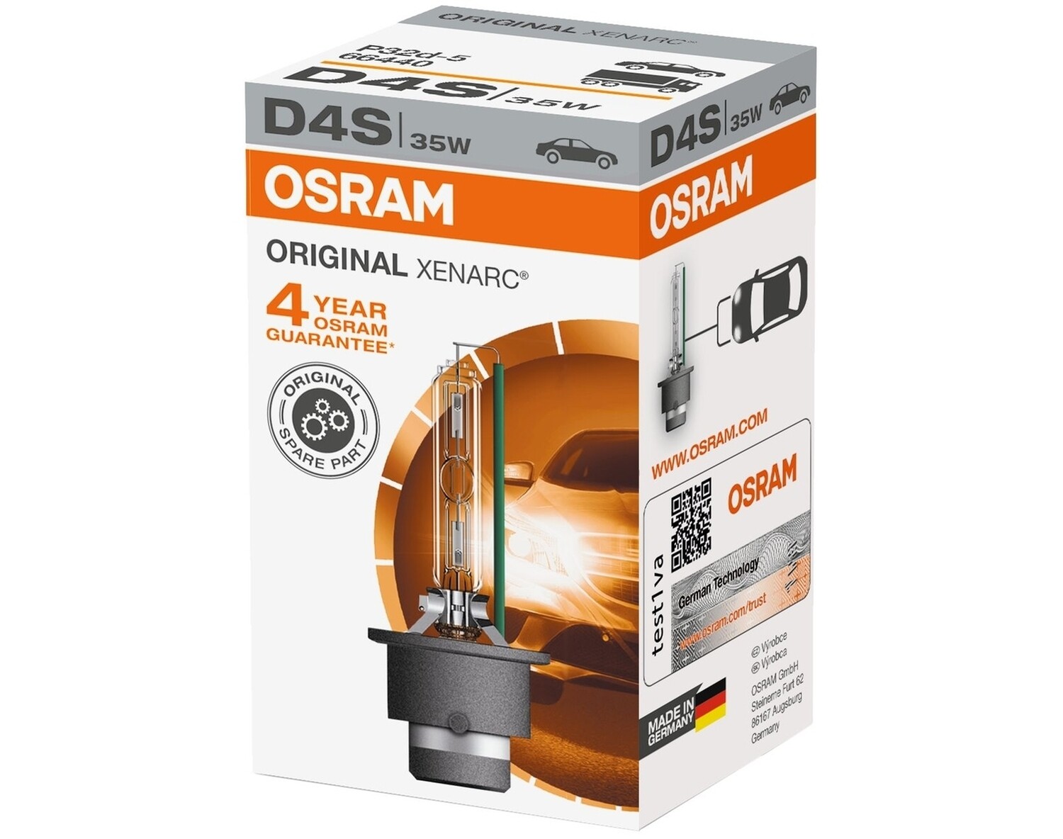 OSRAM Autolampe D4S Xenarc, Bi-Xenon Original, 66440, 42 V 35 W, Blister