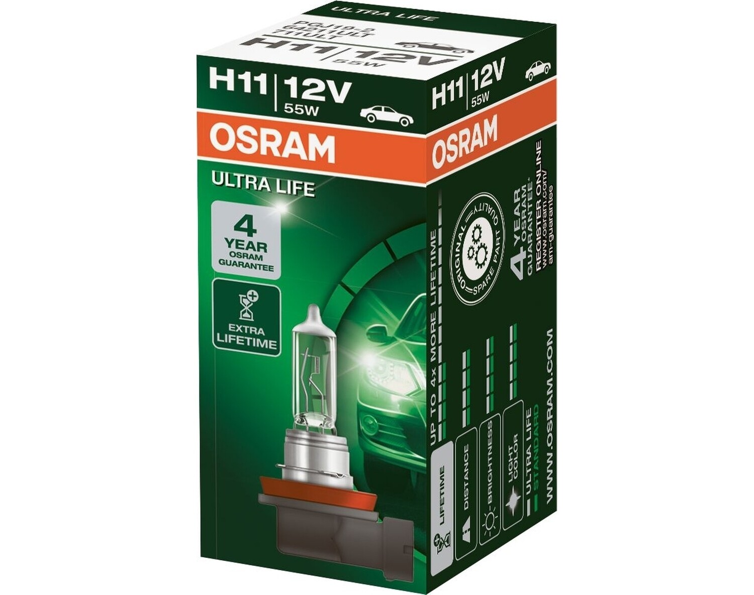 OSRAM Autolampe H11 UltraLife, 64211ULT, 12 V 55 W