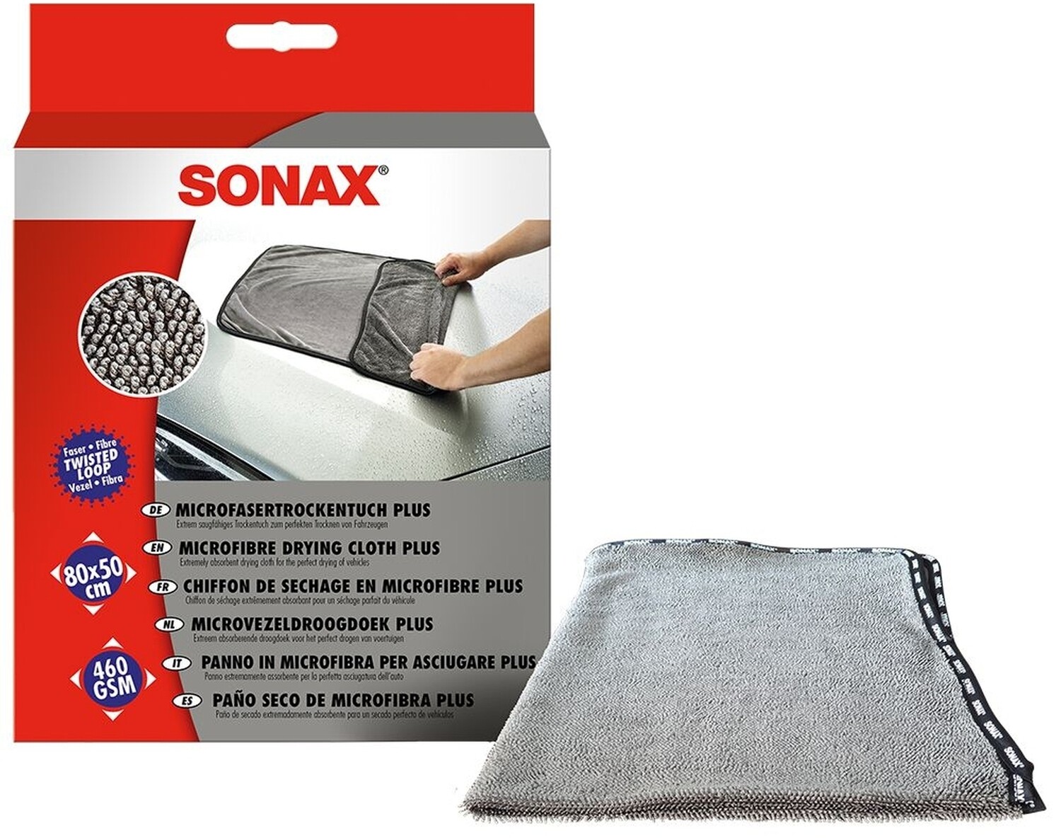 SONAX Microfaser Trocken Tuch Plus, 80 × 50 cm, 1 Tuch
