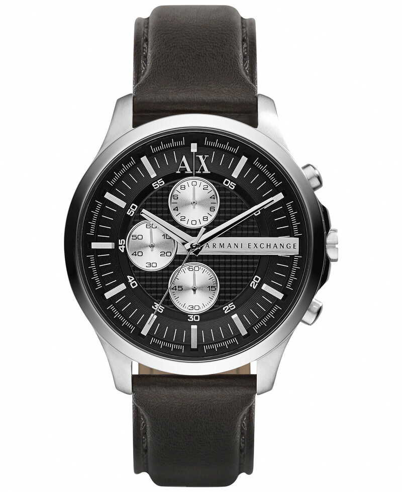 Armani Exchange Men&#39;s Black Leather Watch - AX2153