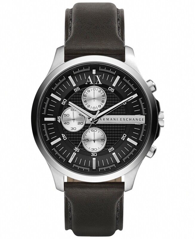 Armani Exchange Men&#39;s Black Leather Watch - AX2153