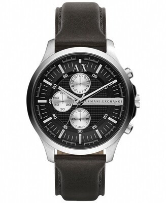 Armani Exchange Men&#39;s Black Leather Watch - AX2153