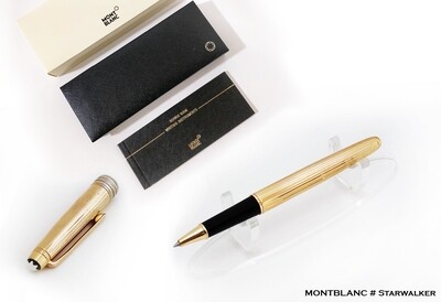 Montblanc Solitaire 163 Vermeil Pinstripe Full Gold Rollerball Pen - Refurbished