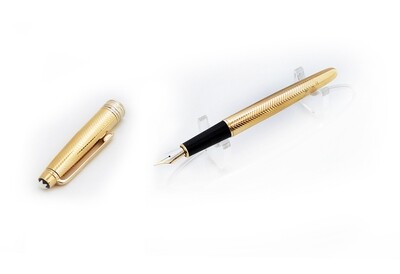 Montblanc Solitaire 163 Full Gold Barley Fountain | Ink Pen​ - Refurbished