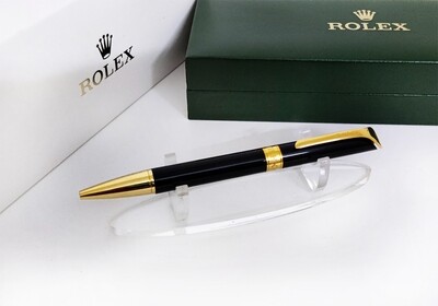 Beautifully Crafted Rolex Full Black with Gold Clip​ Masterpiece Collection Ballpoint Pen - Refurbished