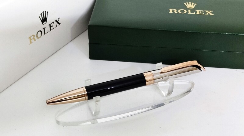 Beautifully Crafted Rolex Black | Silver With Copper Clip​ Masterpiece Collection Ballpoint Pen - Refurbished