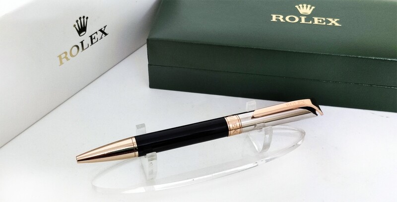 Beautifully Crafted Rolex Black | Silver With Copper Clip​ Masterpiece Collection Ballpoint Pen - Refurbished