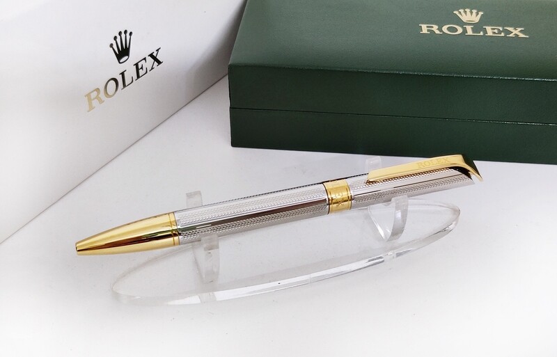 Beautifully Crafted Rolex Full Silver With Golden Clip​ Masterpiece Collection Ballpoint Pen - Refurbished