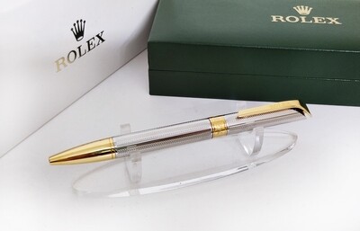 Beautifully Crafted Rolex Full Silver With Golden Clip​ Masterpiece Collection Ballpoint Pen - Refurbished
