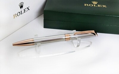 Beautifully Crafted Rolex Full Silver with Copper Clip​ Masterpiece Collection Ballpoint Pen - Refurbished