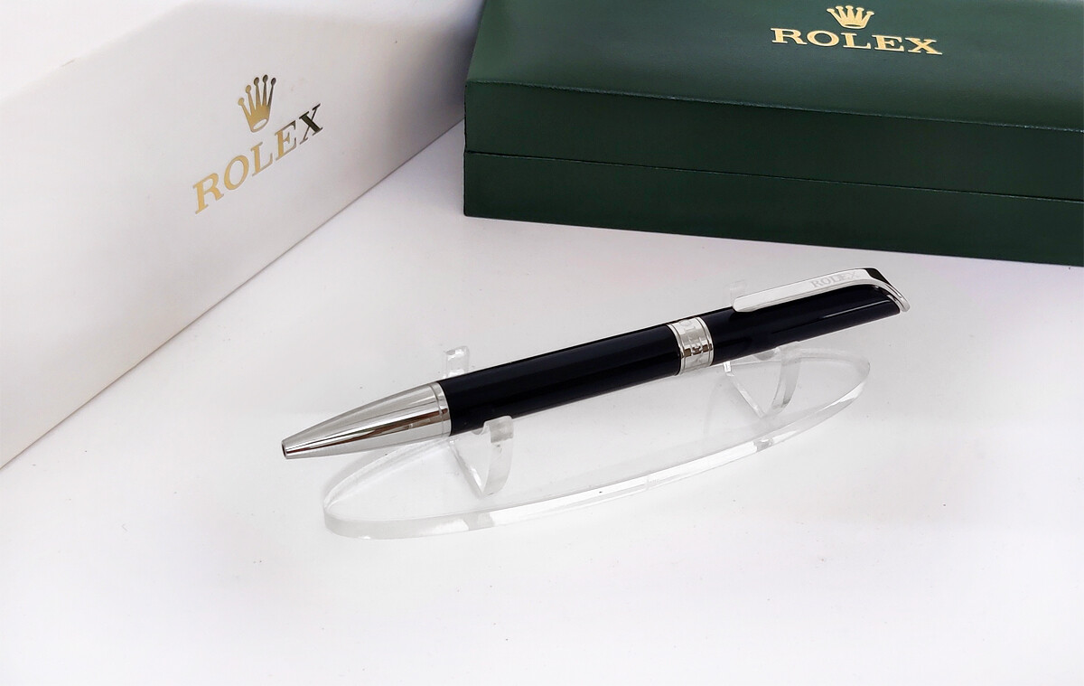 Beautifully Crafted Rolex Full Black with Silver Clip​ Masterpiece Collection Ballpoint Pen - Refurbished