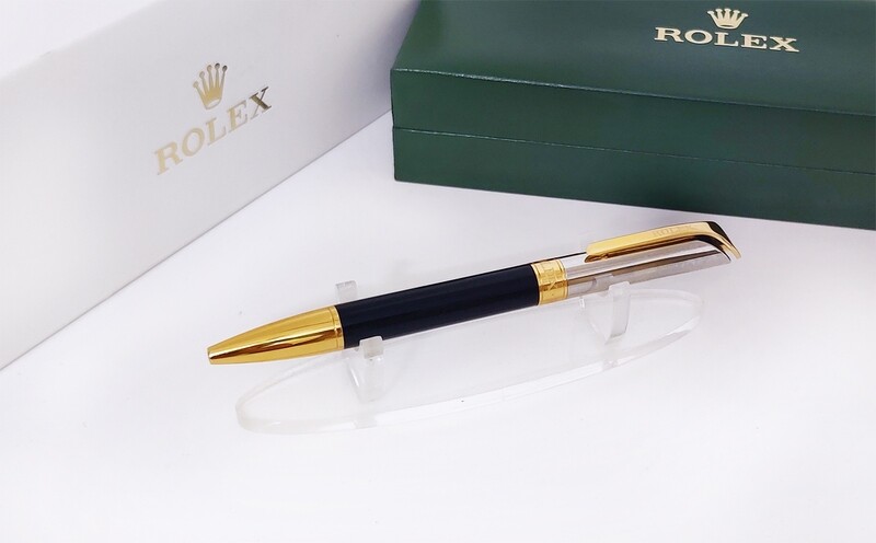 Beautifully Crafted Rolex Black | Silver with Gold Clip​ Masterpiece Collection Ballpoint Pen - Refurbished