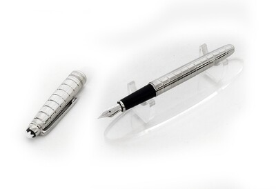 Montblanc Meisterstuck Solitaire Platinum-Plated Facet Fountain  Ink Pen - 38245