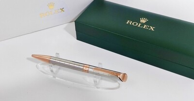 Beautifully Crafted Rolex Silver Check​ with Copper Clip Ballpoint Pen - Refurbished