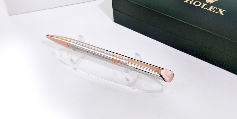 Beautifully Crafted Rolex Silver Check​ with Copper Clip Ballpoint Pen - Refurbished