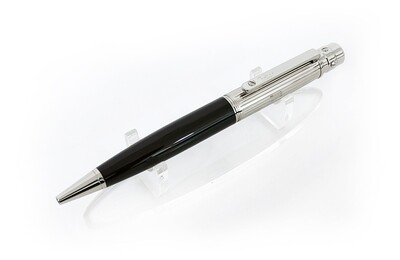 Santos De Cartier "Black Composite Body With Silver Cap" Ballpoint Pen - Refurbished