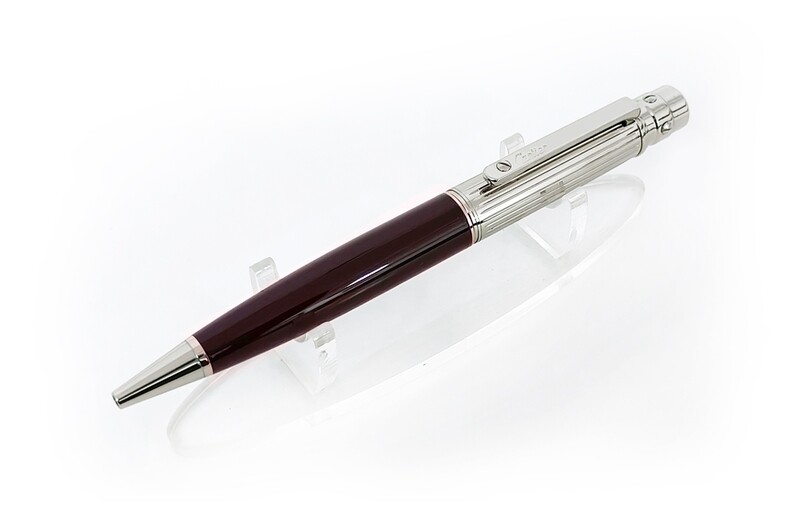 Santos De Cartier "Burgundy​ Composite Body With Silver Cap" Ballpoint Pen - Refurbished