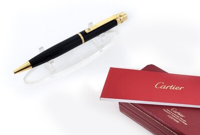 Santos De Cartier &quot;Black Composite Body And Cap​&quot; Ballpoint Pen - Refurbished