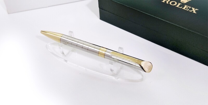 Beautifully Crafted Rolex Silver Check​ with Golden Clip Ballpoint Pen - Refurbished