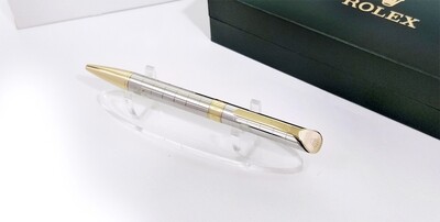 Beautifully Crafted Rolex Silver Check​ with Golden Clip Ballpoint Pen - Refurbished