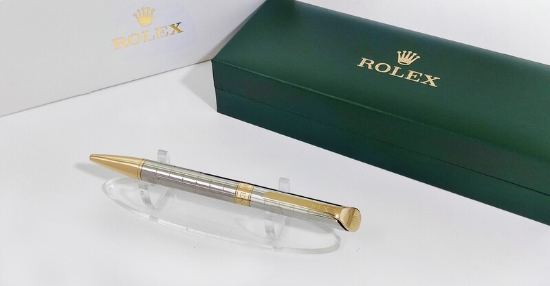 Beautifully Crafted Rolex Silver Check​ with Golden Clip Ballpoint Pen - Refurbished
