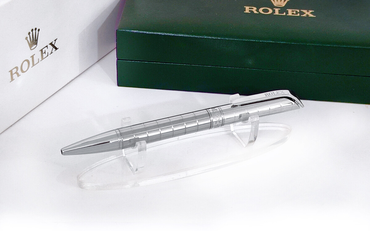 Beautifully Crafted Rolex Silver Check​ with Silver Clip Ballpoint Pen - Refurbished