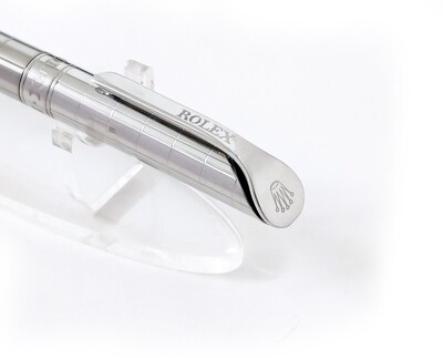 Beautifully Crafted Rolex Silver Check​ with Silver Clip Ballpoint Pen - Refurbished