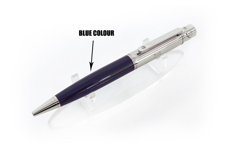 Santos De Cartier "Blue Composite Body With Silver Cap" Ballpoint Pen - Refurbished