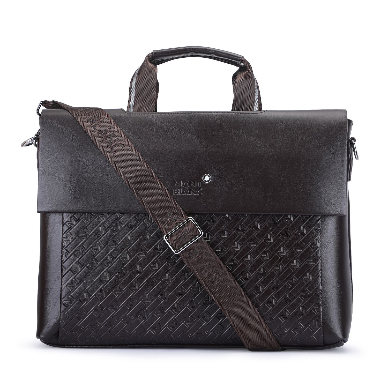Montblanc Unisex Business Document 15.6-inch Leather Laptop Sholder Bag | Case | Briefcase