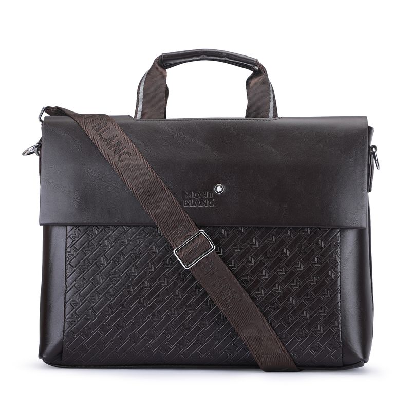 Montblanc Unisex Business Document 15.6-inch Leather Laptop Sholder Bag | Case | Briefcase