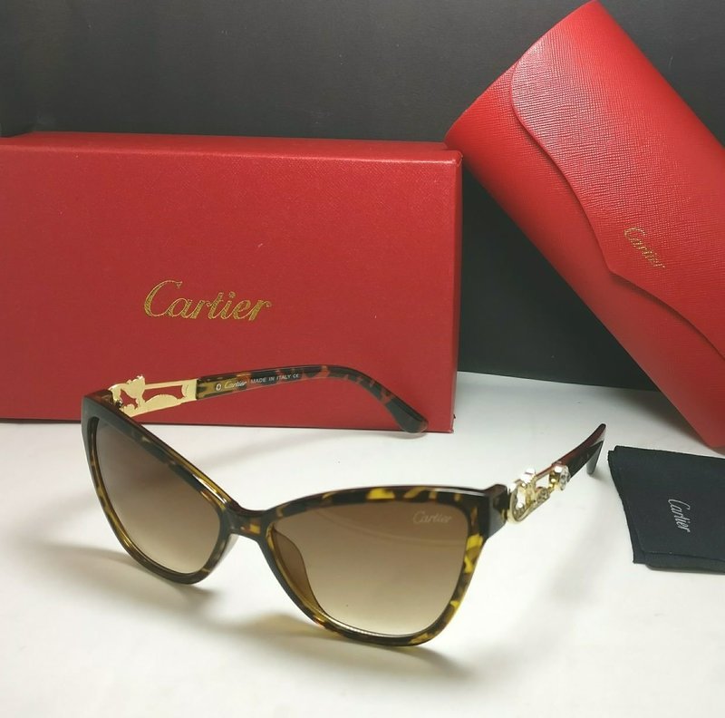 Cartier Cat Eye Fall Yellow/Black Gold frame Polarized Brown Lenses For Women&#39;s Sunglasses