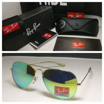 Brand New Ray-Ban Green Reflector Unisex Sunglasses