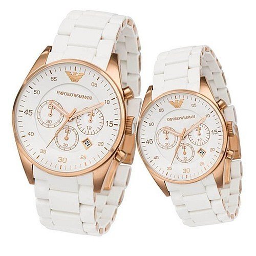 Emporio Armani Analog White Dial Couple Watch (AR5919)-(AR5920) - White