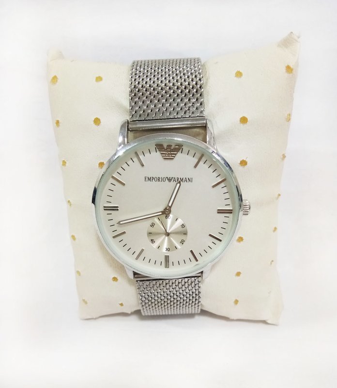 New Emporio Armani White Dial Silver Chain For Men's Watch