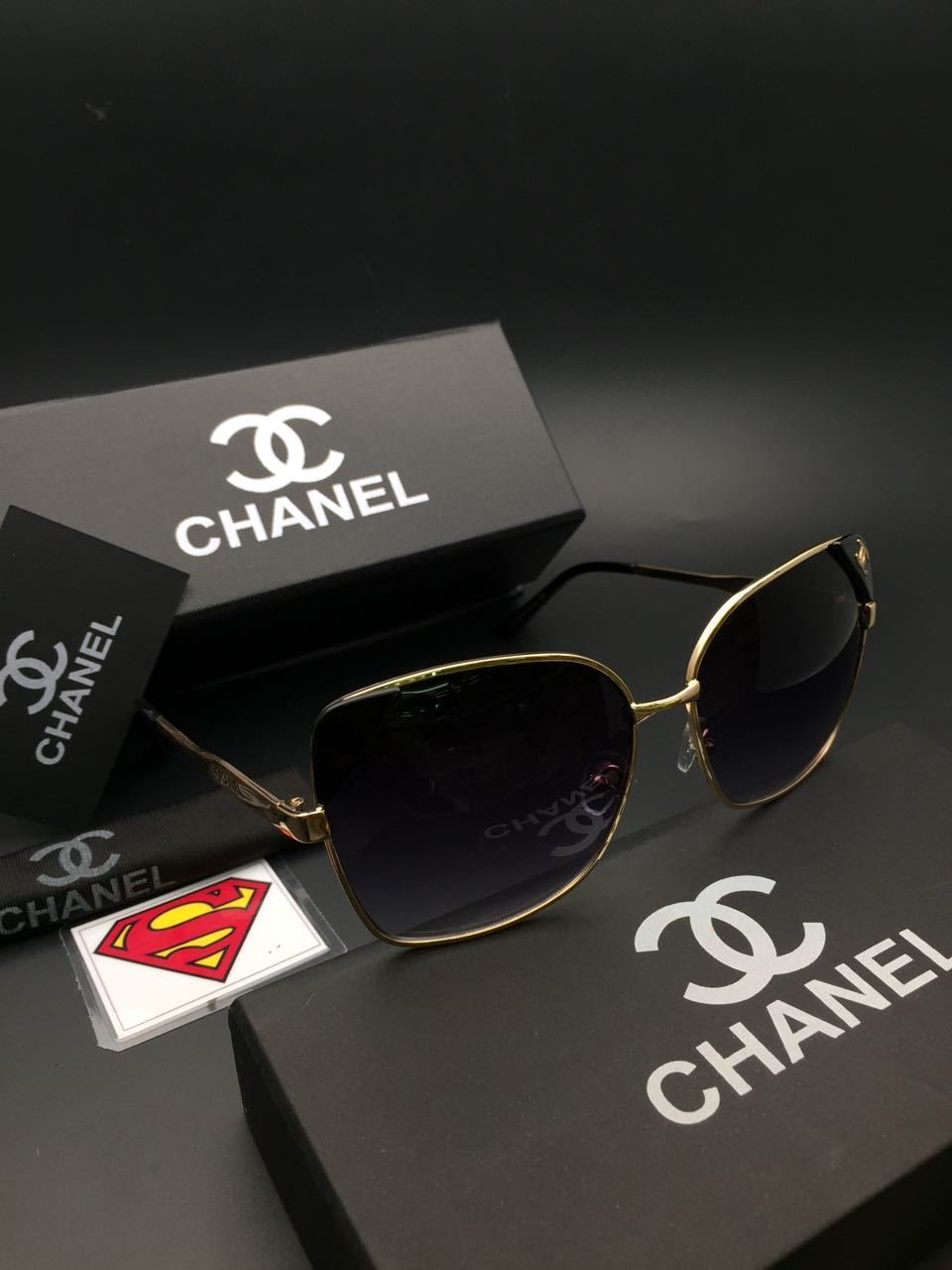 New Pilot Summer Gold Frame Blue Gradient Lenses Chanel UV-Ultra Violet Glass Unisex Sunglasses