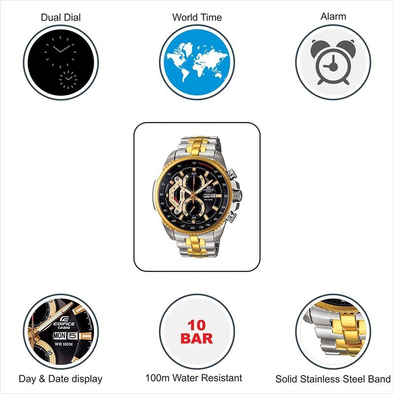 Casio Edifice EF-558SG-1AVDF  558FG Chronograph Men's Full Gold Watch - Imported