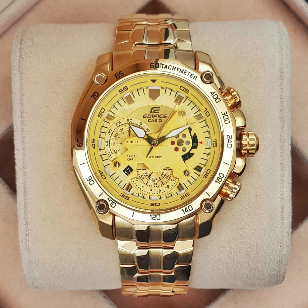 New Casio Edifice EF-550FG-9avdf Full Gold Edition​ Chronograph Men&#39;s Watch - Imported