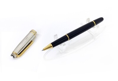 Montblanc Meisterstuck Solitaire AG925 Sterling Silver 163 Doue ​Rollerball Pen - Golden Clip