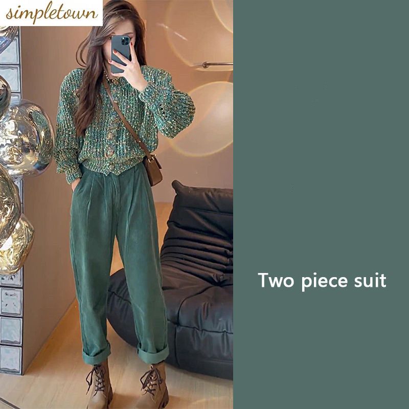 Sweet Style High-end Outfit 2023 Autumn and Winter New Women&#39;s Slim Fit Sweater High Waisted Pants Two-piece Set