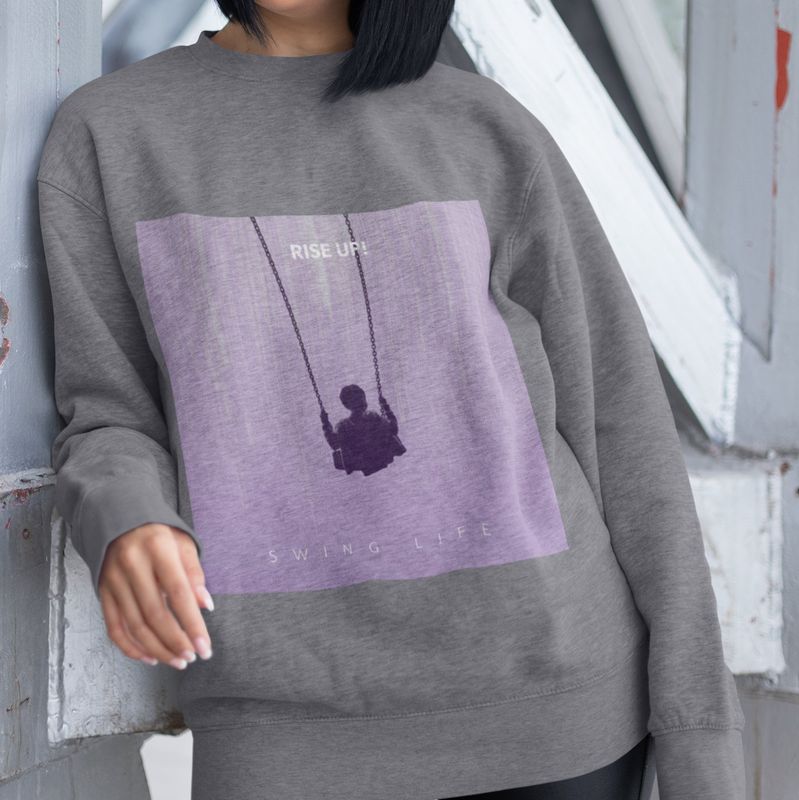 Womens Purple Logo Sweatshirt, Size: M, Color: Sport Grey