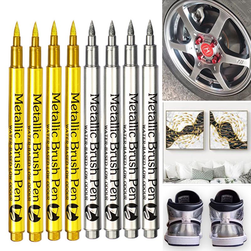 8Pcs/set Metallic Marker Pen Gold Silver Colors Brush Pen Medium Point Markers 
