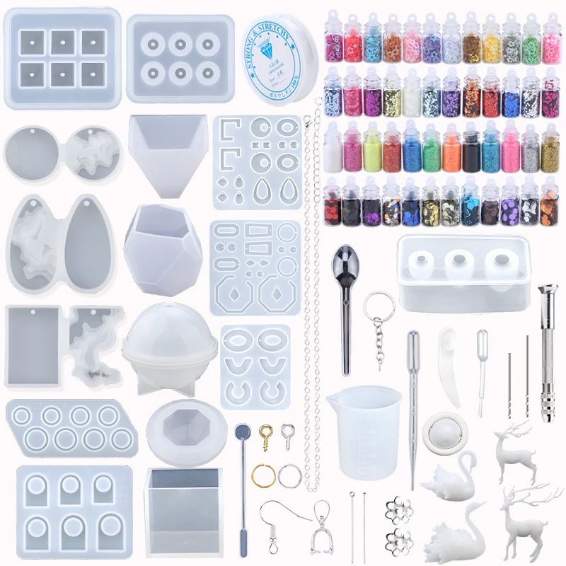 Epoxy Casting Molds Set Silicone UV Casting Tools Kits Resin Casting Molds For Jewelry Making DIY Earring Findings 16 Styles