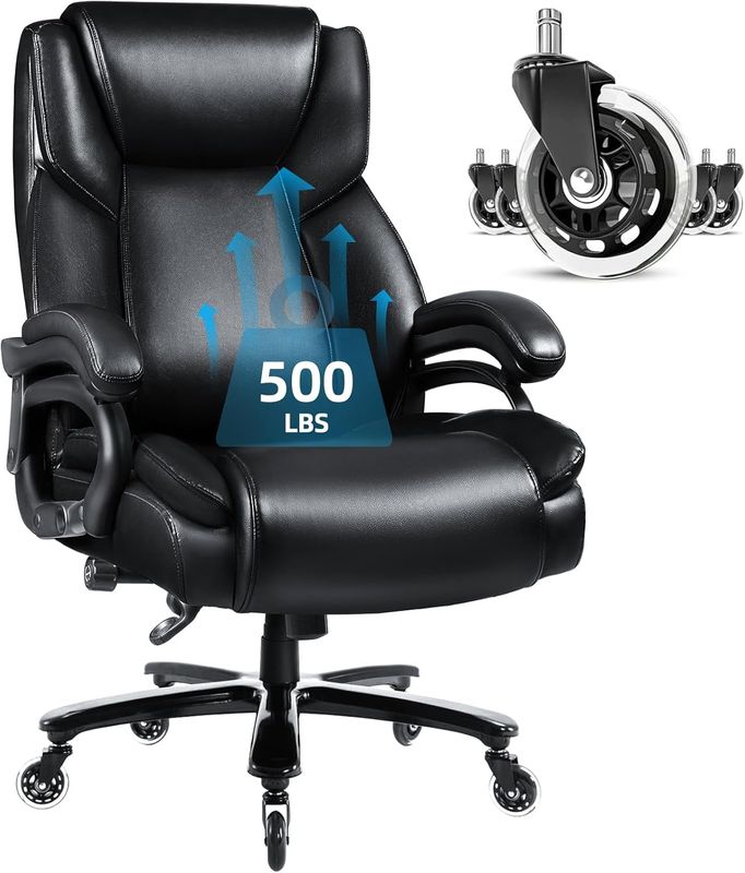 VITESSE 500lbs Heavy Duty Office Chair for Low Back Pain Relief, Big and Tall Office Chair with Ergonomic Lumbar Support,