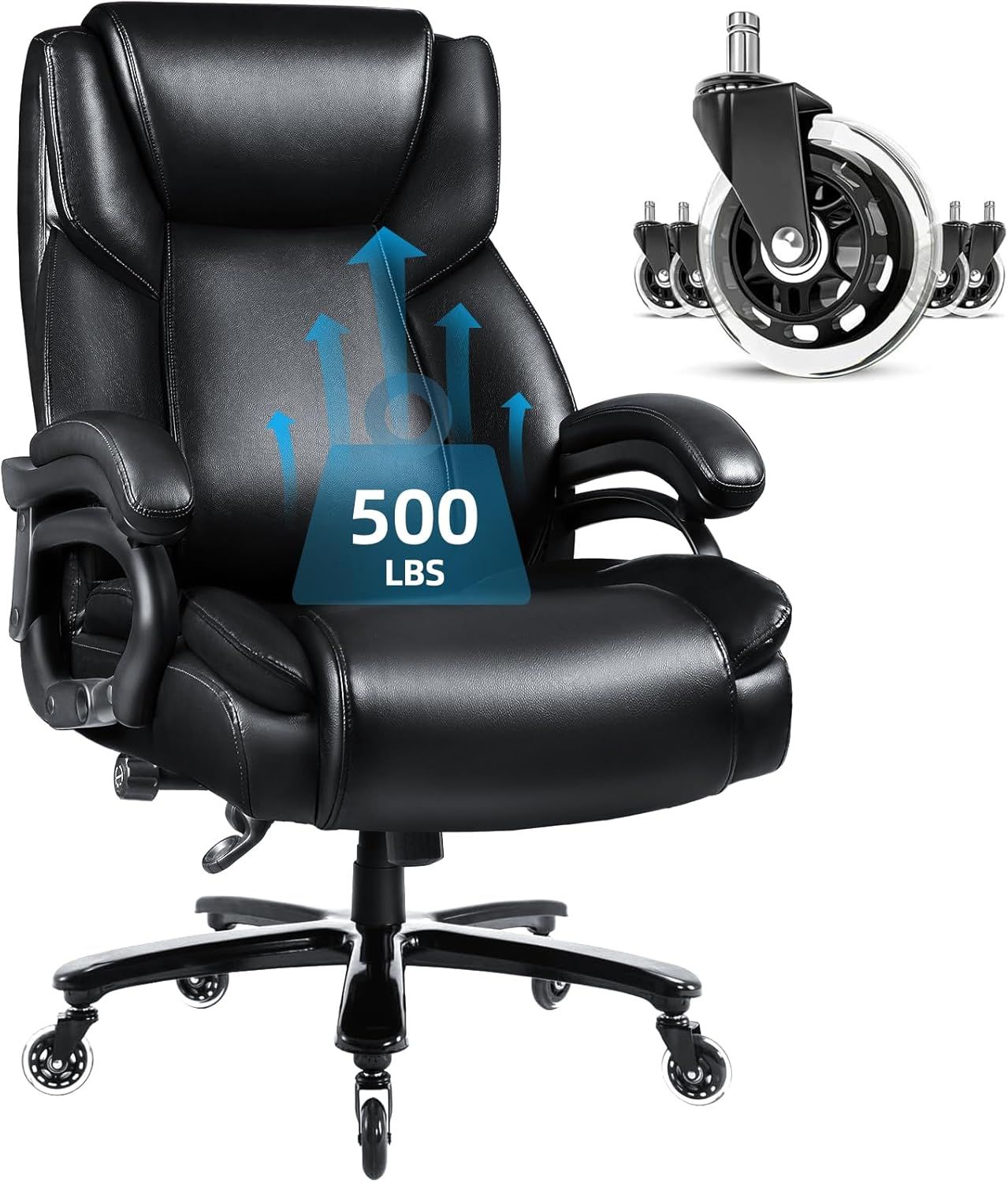 VITESSE 500lbs Heavy Duty Office Chair for Low Back Pain Relief, Big and Tall Office Chair with Ergonomic Lumbar Support,