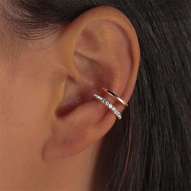 Fashion Exquisite Rhinestone Decor Ear Cuff earring for Woman Ear 2024 Summer New Arrival Christmas Jewelry Gift