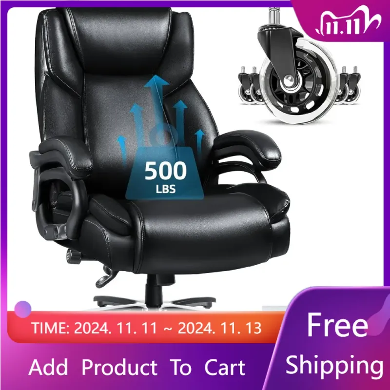 500lbs Heavy Duty Office Chair, with Ergonomic Lumbar Support,