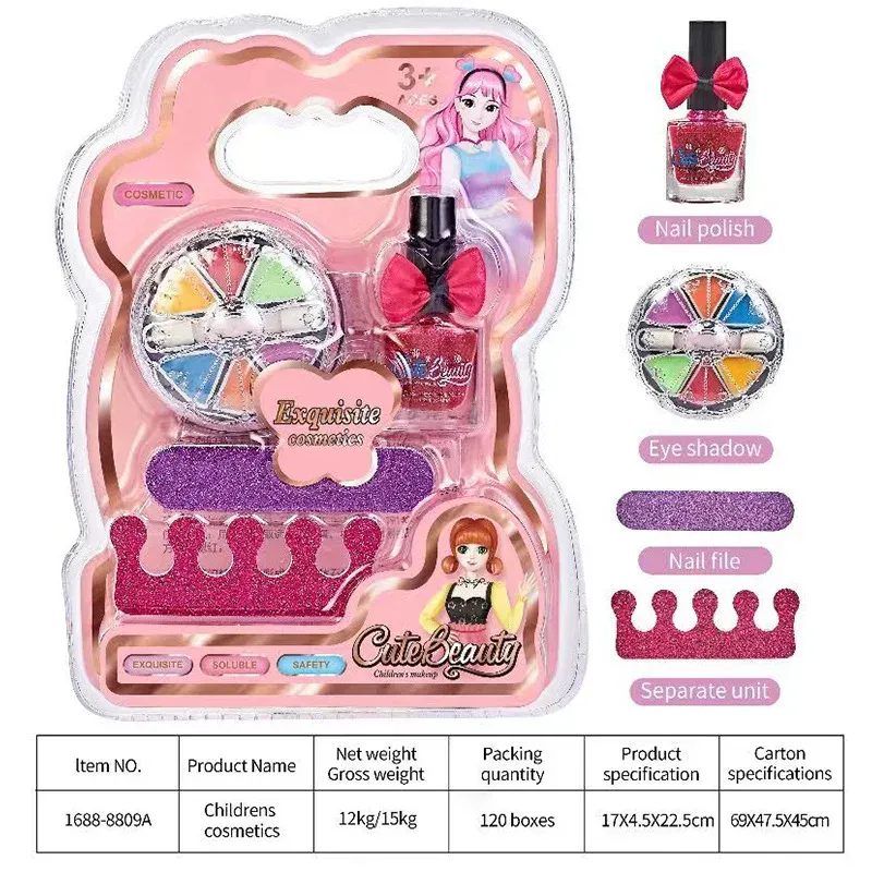 Children Makeup Kit Lipgloss Eyeshadow Nail Polish File Non-toxic Makeup Princess Girl Cosmetics Washable Christmas Gift For Kid