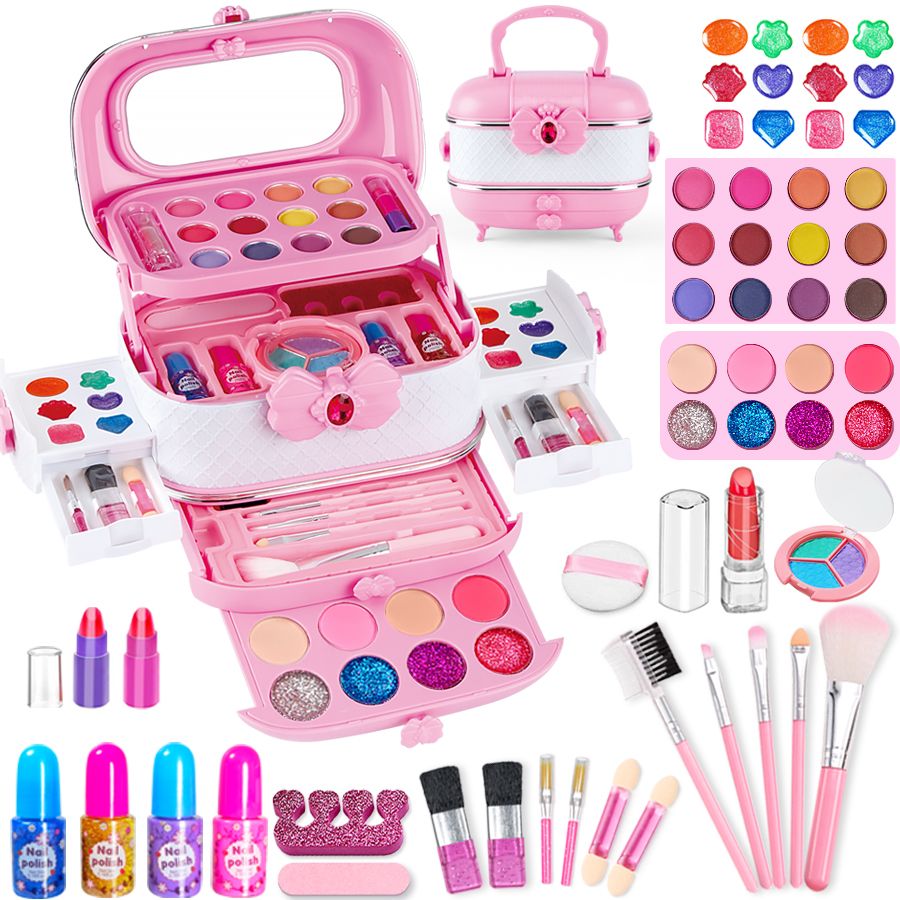 Kids Washable Makeup Girl Toys - Kids Makeup Kit for Girl, Real Make Up Set, Little Girls Makeup Kit for Toddler Kid Children Pr