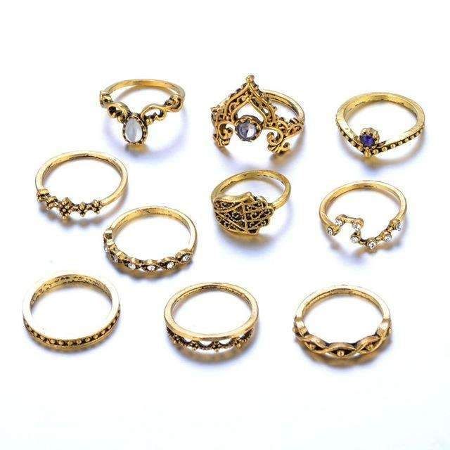 Vintage Stackable Ring Set, Color: Gold